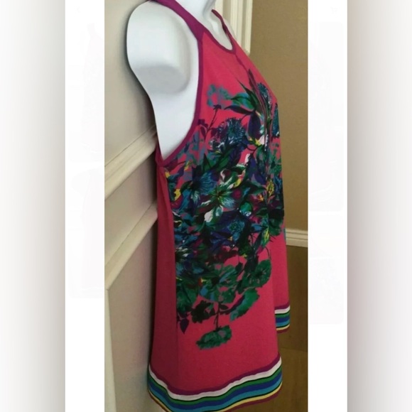 Nicole Miller Top Tank Small Pink floral Sleeveless - Picture 2 of 5